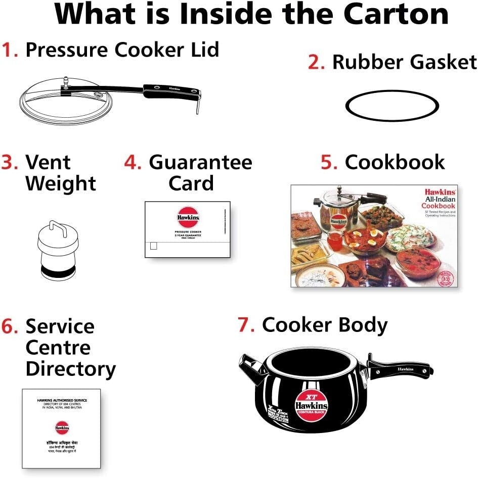 Hawkins Contura XT Pressure Cooker, Black, 5 Litre Capacity  Free Shipping